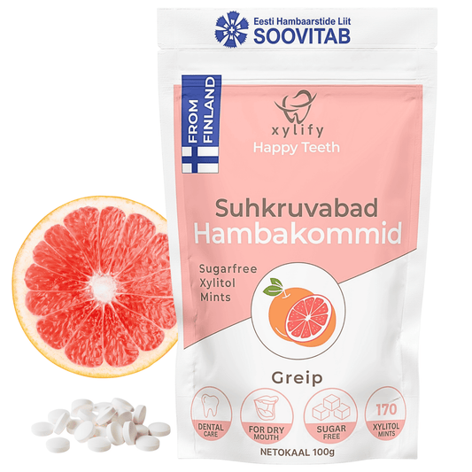 Happy Teeth ksülitooliga hambakommid - Greip 100g / 170tk