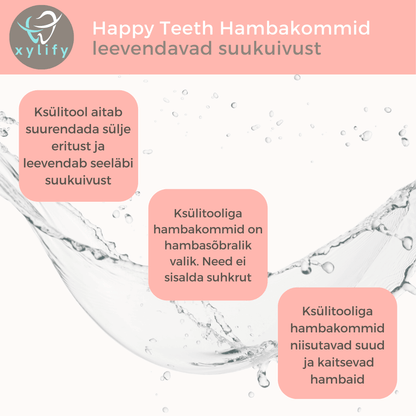 Happy Teeth ksülitooliga hambakommid - Greip 100g / 170tk