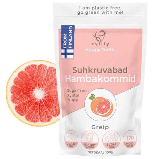 Happy Teeth ksülitooliga hambakommid - Greip 100g / 170tk