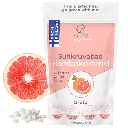 Happy Teeth ksülitooliga hambakommid - Greip 100g / 170tk