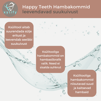 Happy Teeth ksülitooli ja erütritooliga hambakommid - Šokolaad 100g /160tk