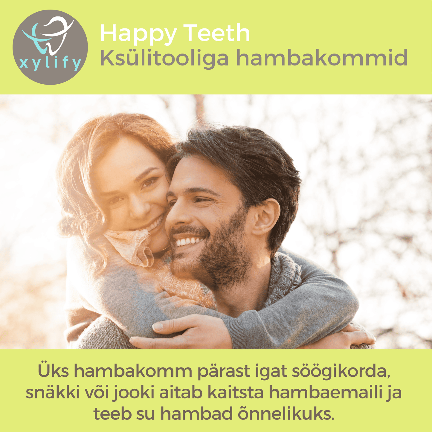 Happy Teeth ksülitooli ja erütritooliga hambakommid - Õun 100g / 185tk