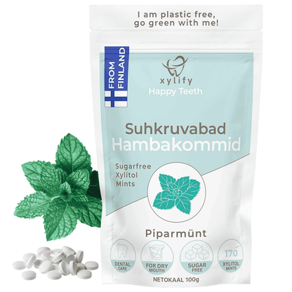 Happy Teeth ksülitooliga hambakommid - Piparmünt 100g / 170tk