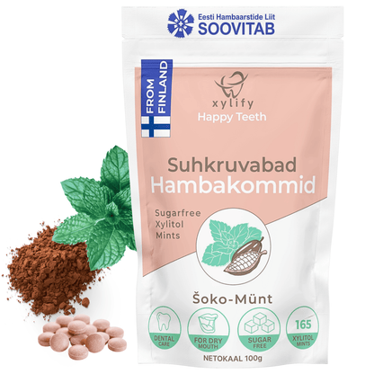 Happy Teeth ksülitooliga hambakommid - Šoko-Münt 100g / 165tk