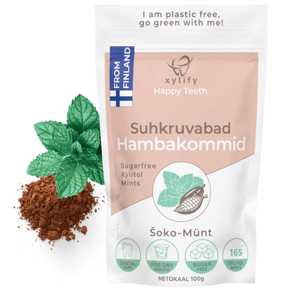 Happy Teeth ksülitooliga hambakommid - Šoko-Münt 100g / 165tk